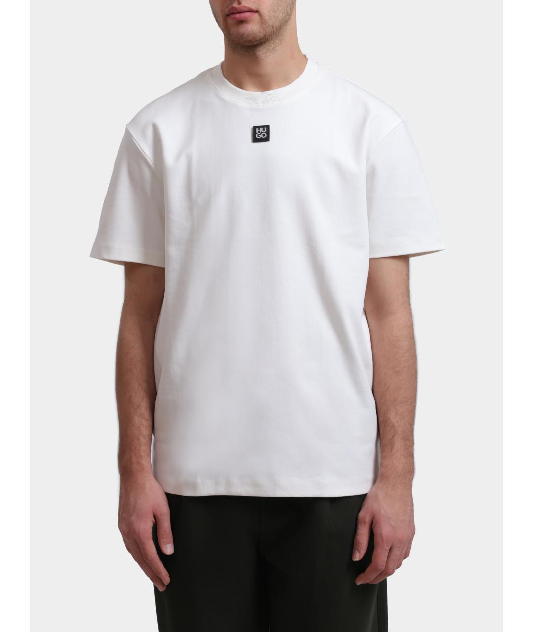 HUGO Белая хлопковая футболка, фото 6