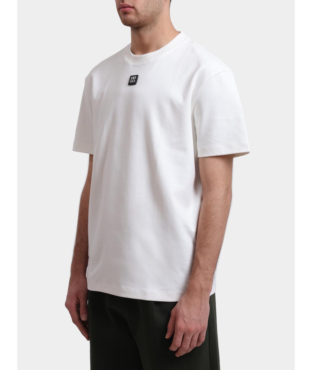 HUGO Белая хлопковая футболка, фото 3
