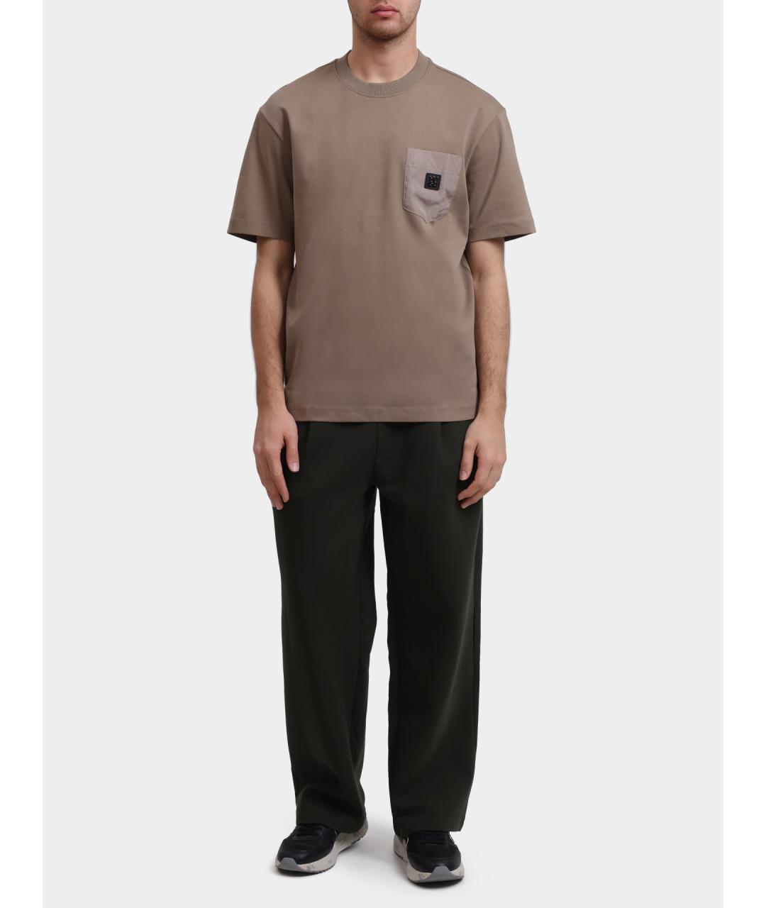 HUGO Бежевая хлопковая футболка, фото 2