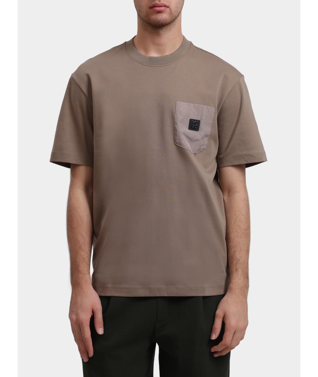 HUGO Бежевая хлопковая футболка, фото 6