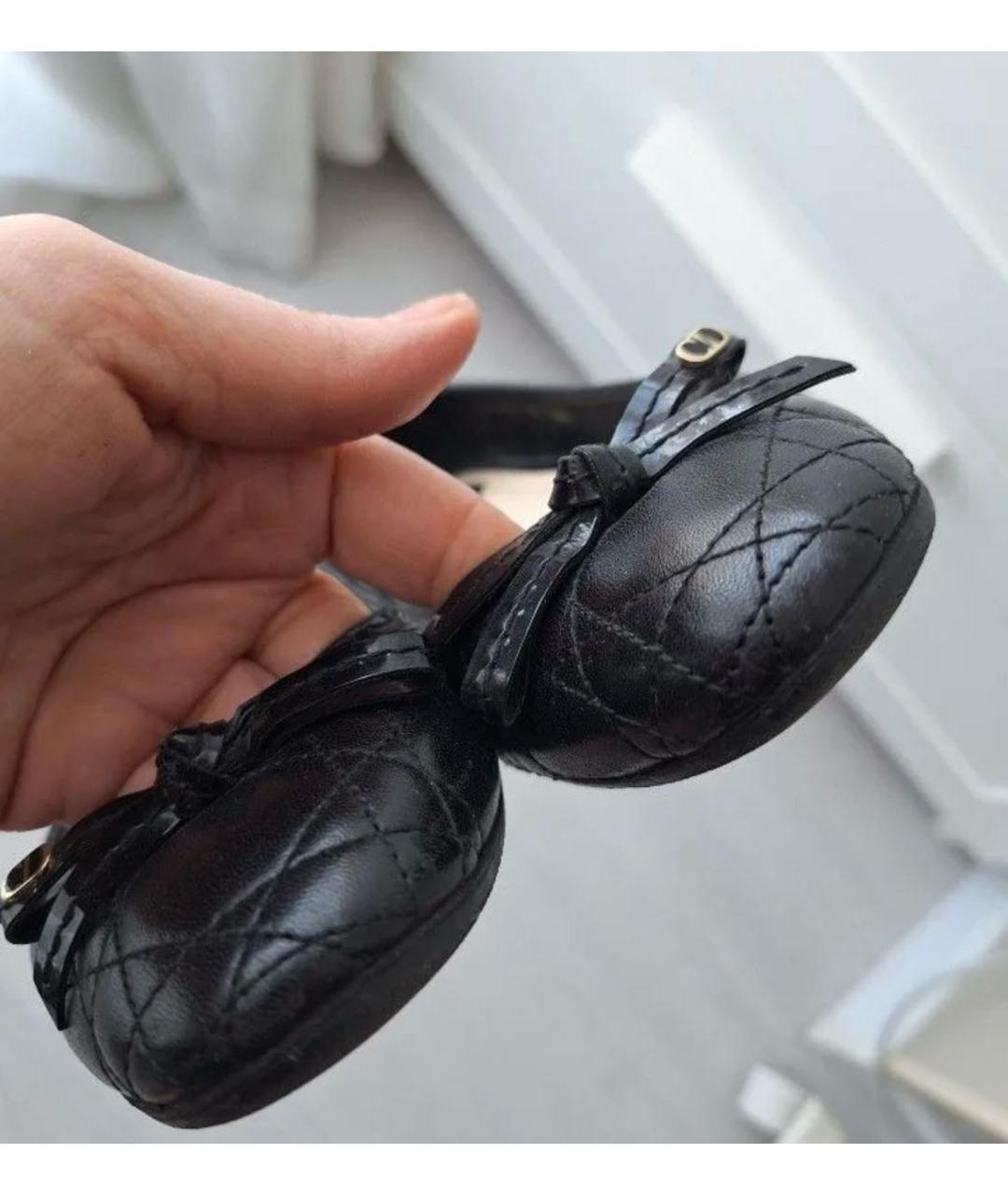 CHRISTIAN DIOR Черные кожаные балетки, фото 3