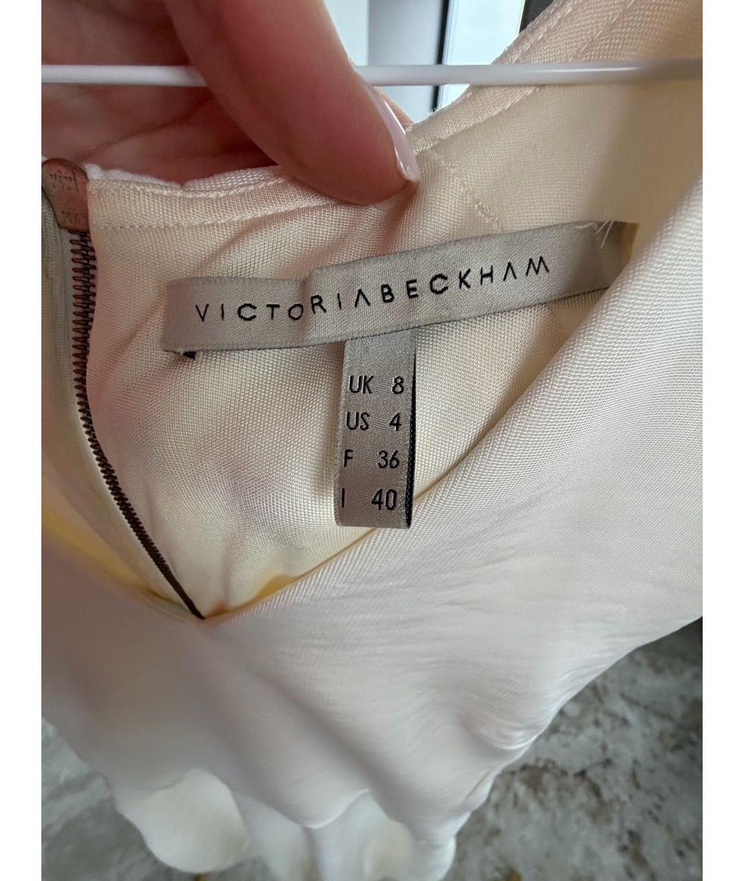 VICTORIA BECKHAM Белое вискозное коктейльное платье, фото 3