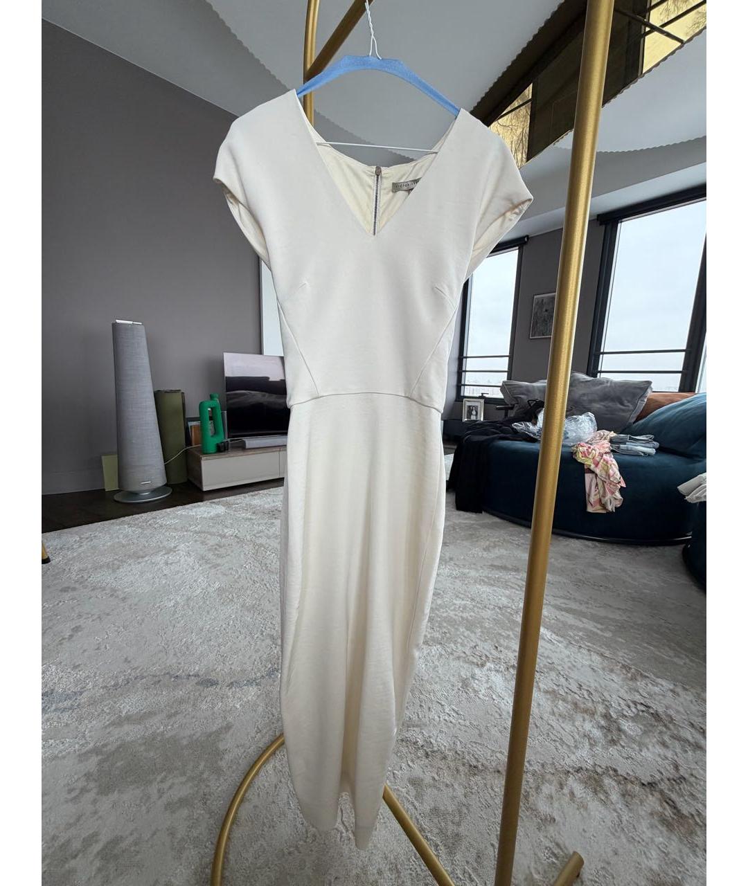 VICTORIA BECKHAM Белое вискозное коктейльное платье, фото 5