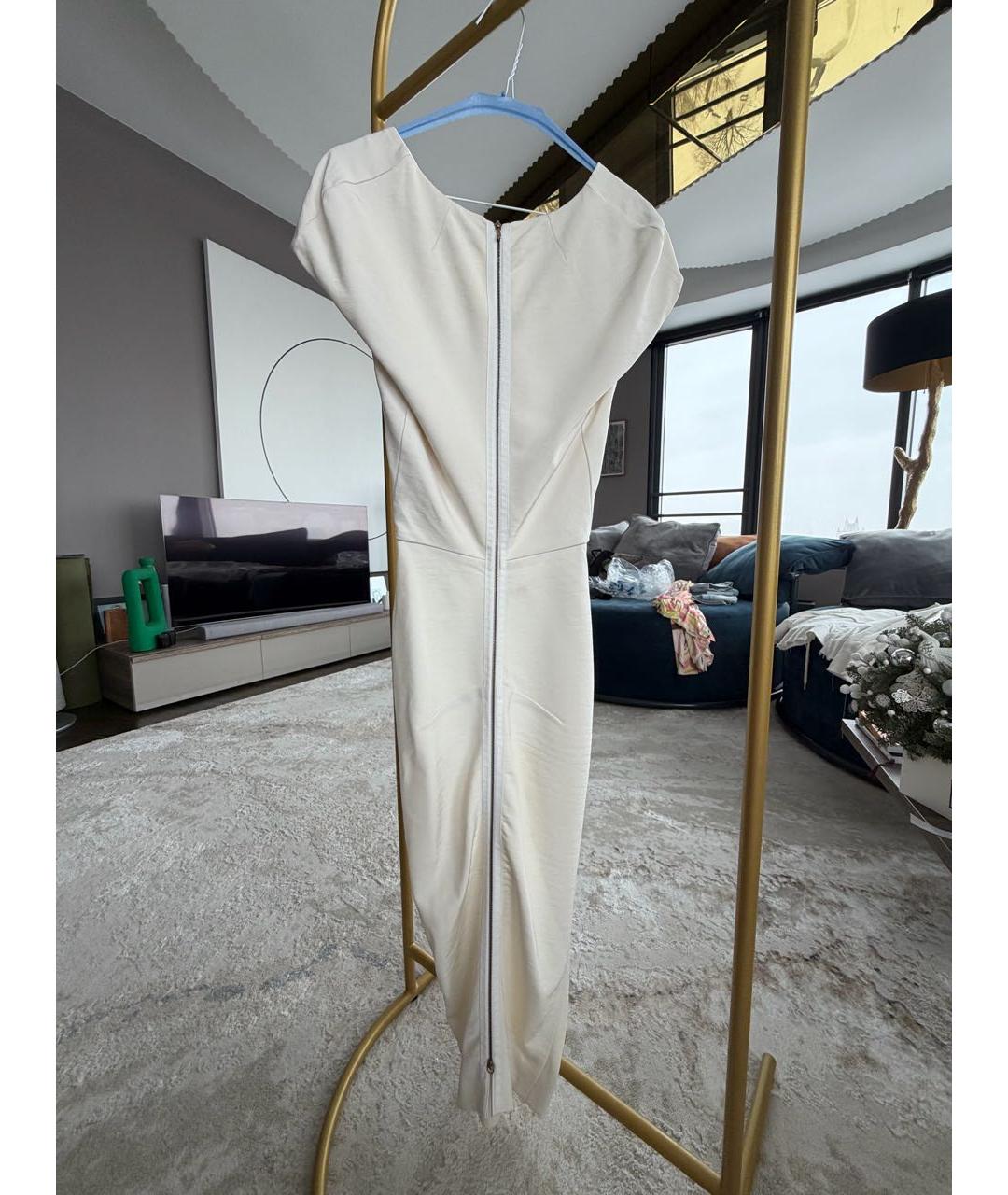 VICTORIA BECKHAM Белое вискозное коктейльное платье, фото 2