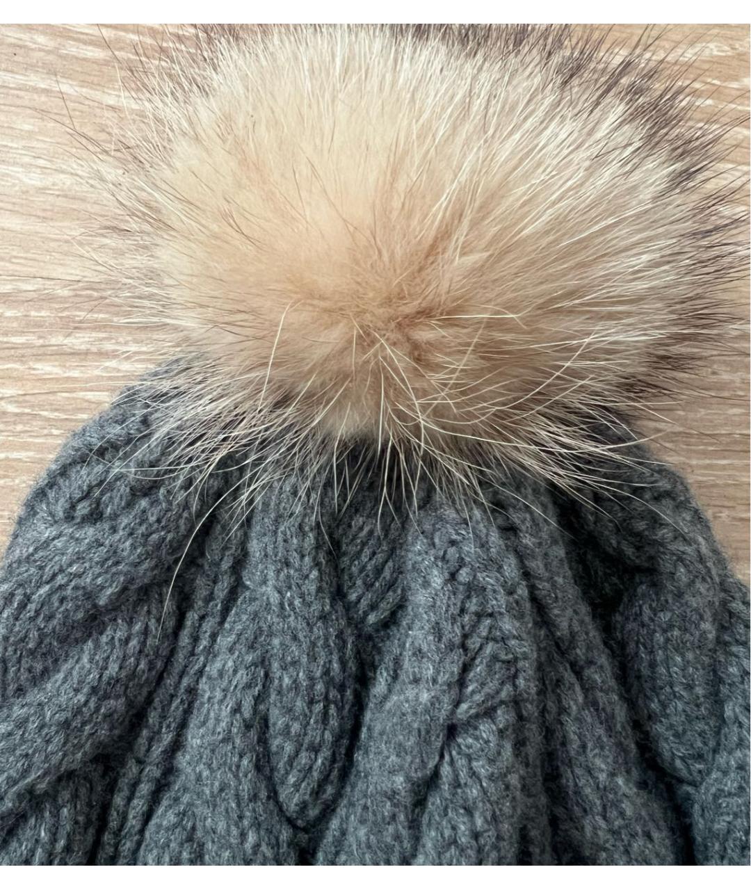 MONCLER Серая кашемировая шапка, фото 3