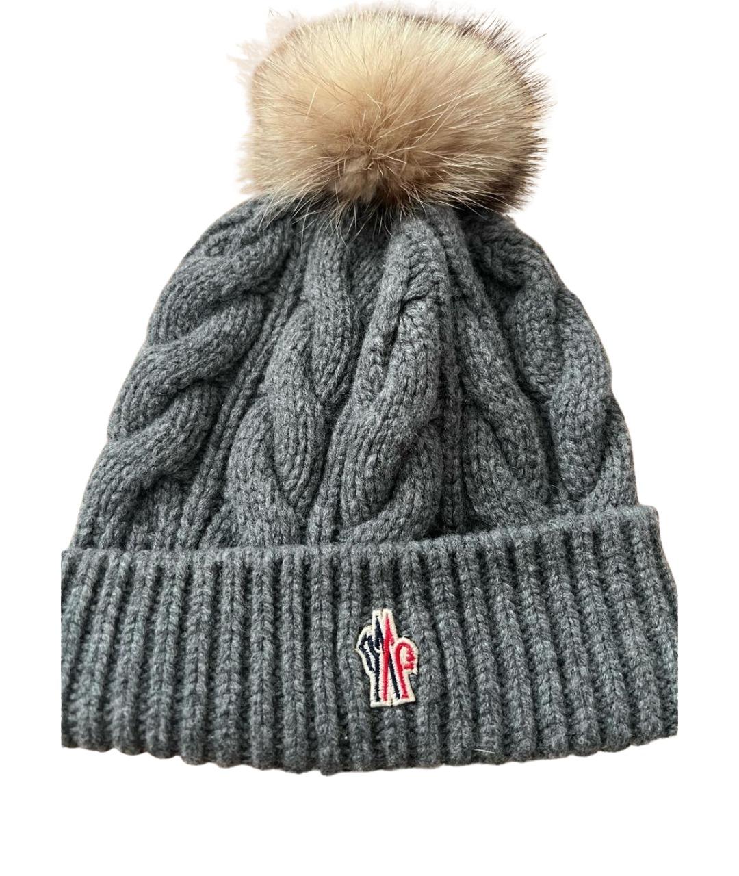 MONCLER Серая кашемировая шапка, фото 1