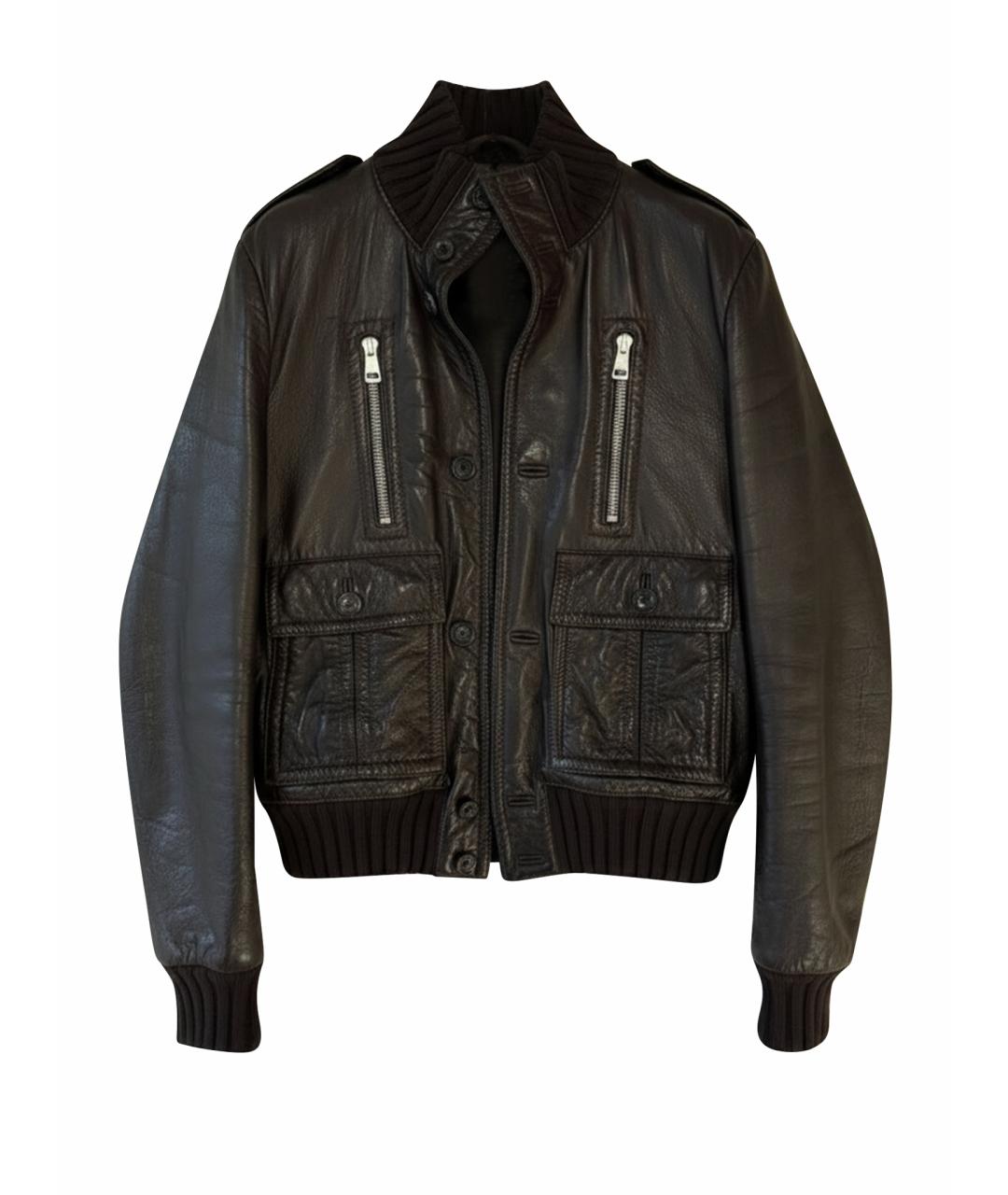 GUCCI Коричневая кожаная куртка, фото 1