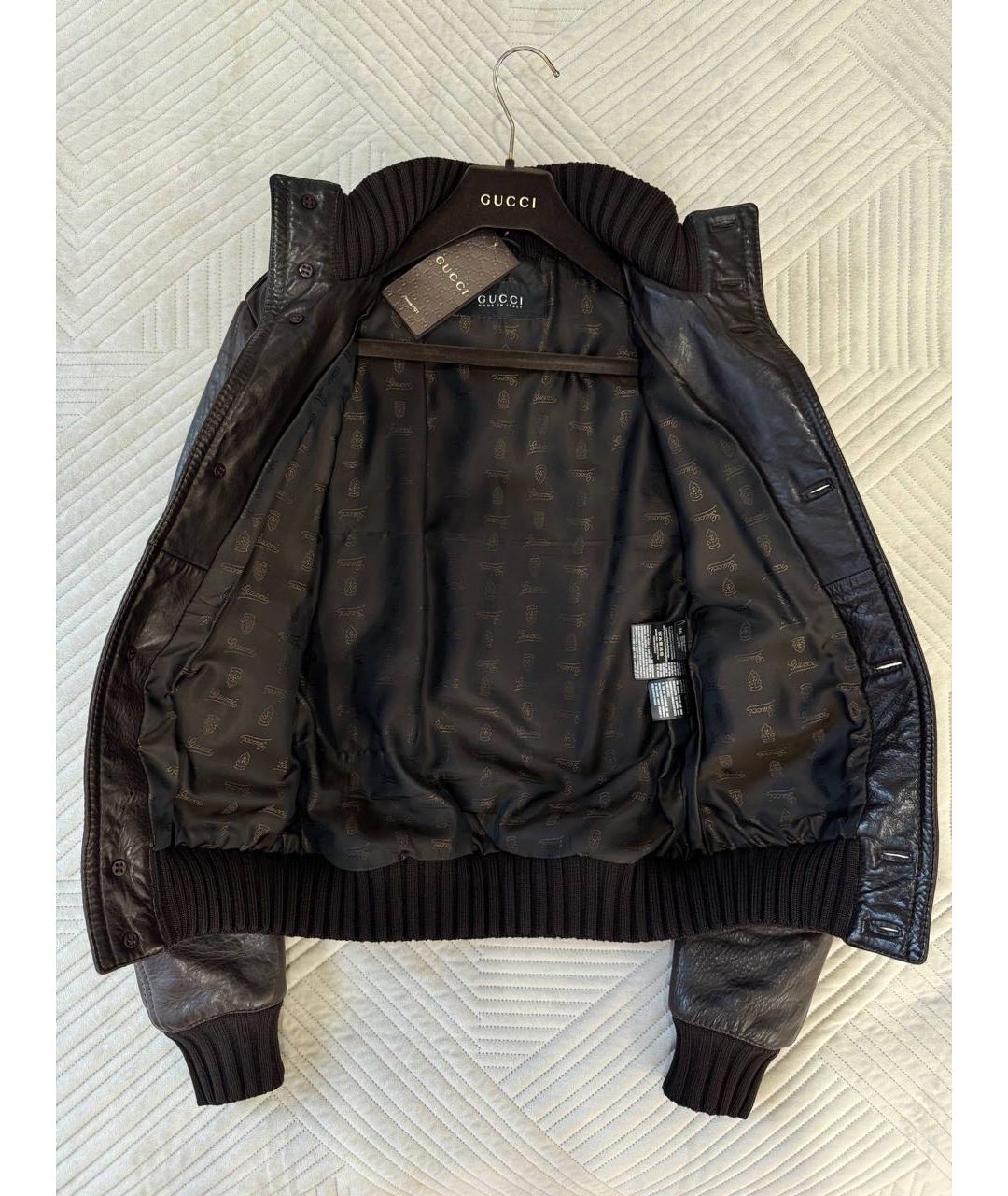 GUCCI Коричневая кожаная куртка, фото 3