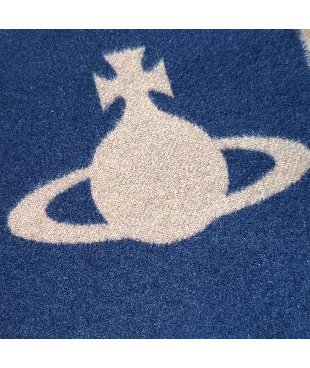 VIVIENNE WESTWOOD Темно-синий шерстяной шарф, фото 2