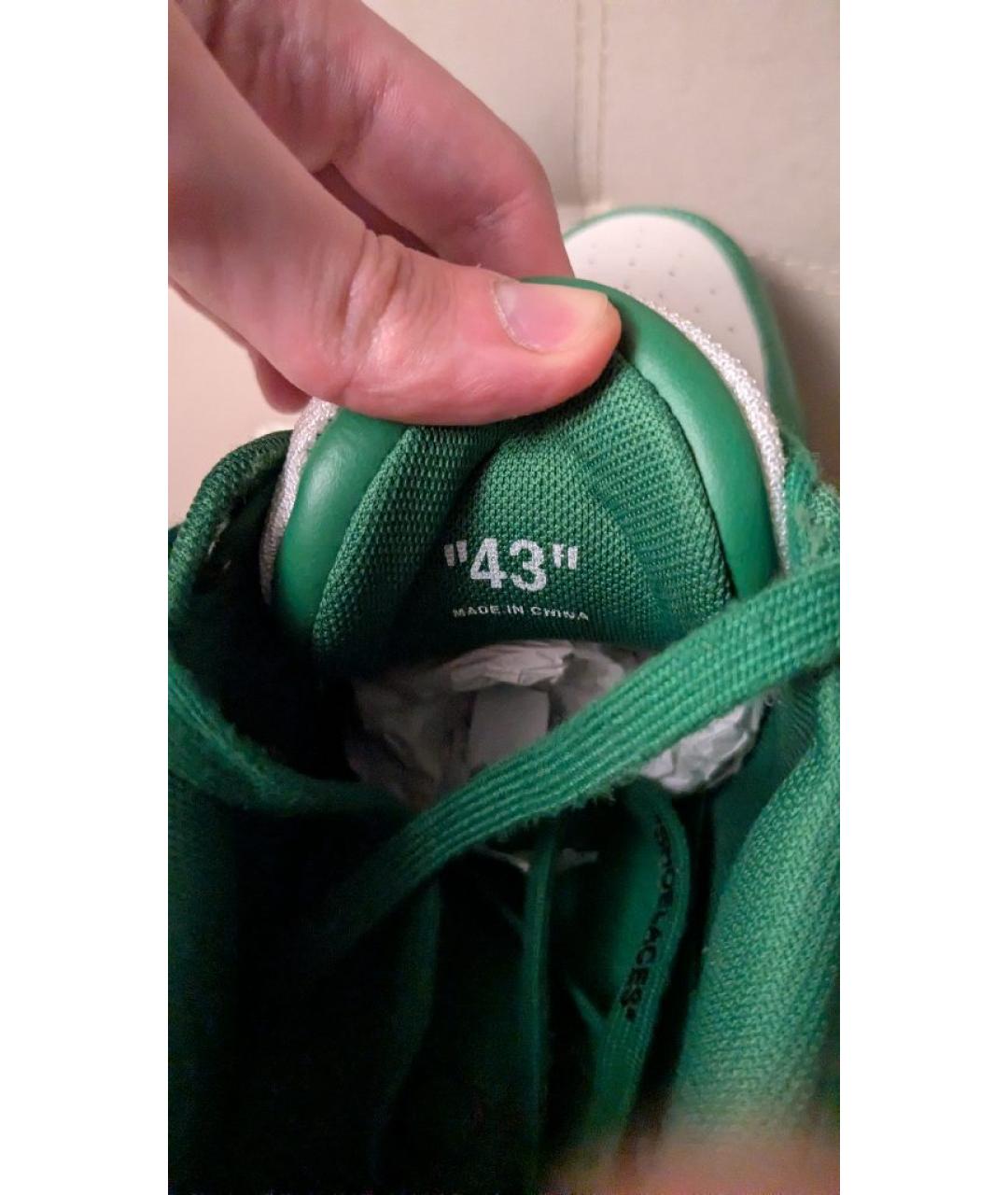 OFF-WHITE Зеленые кожаные низкие кроссовки / кеды, фото 5