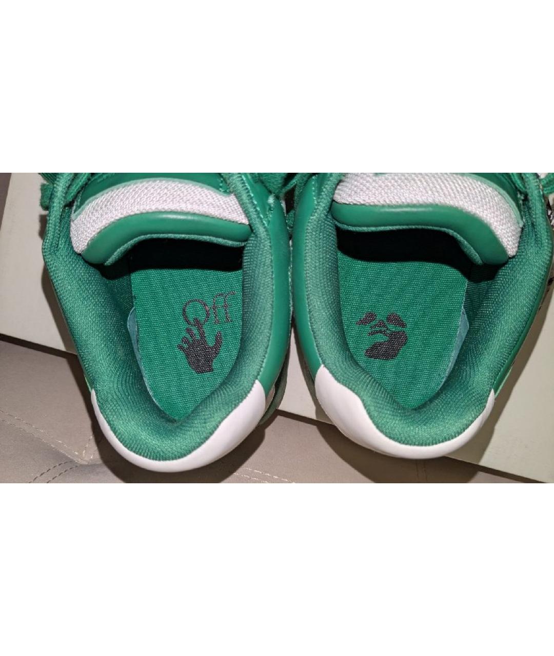 OFF-WHITE Зеленые кожаные низкие кроссовки / кеды, фото 4