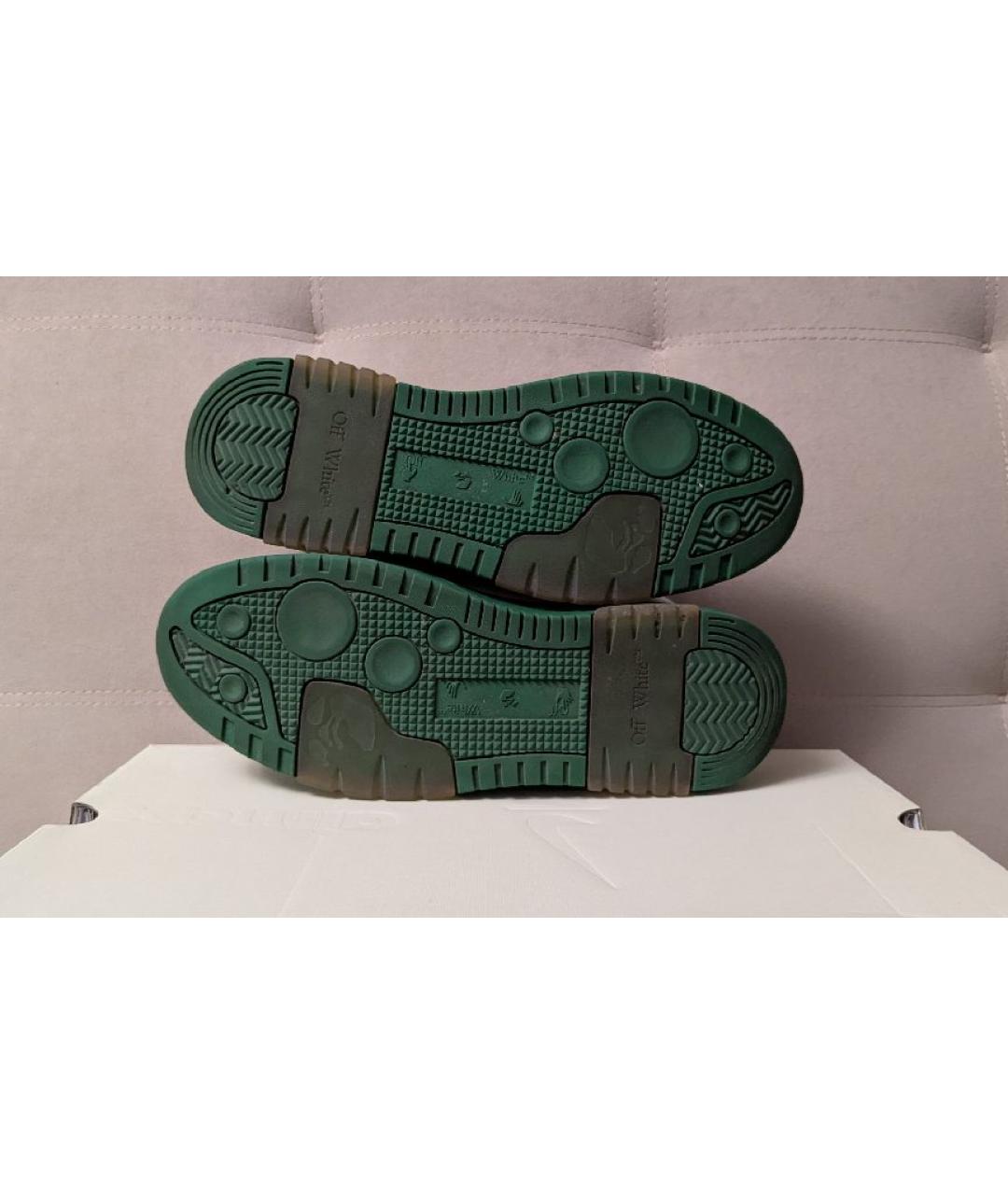 OFF-WHITE Зеленые кожаные низкие кроссовки / кеды, фото 7