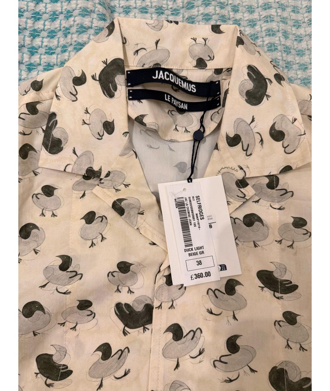 JACQUEMUS Бежевая хлопковая рубашка, фото 3