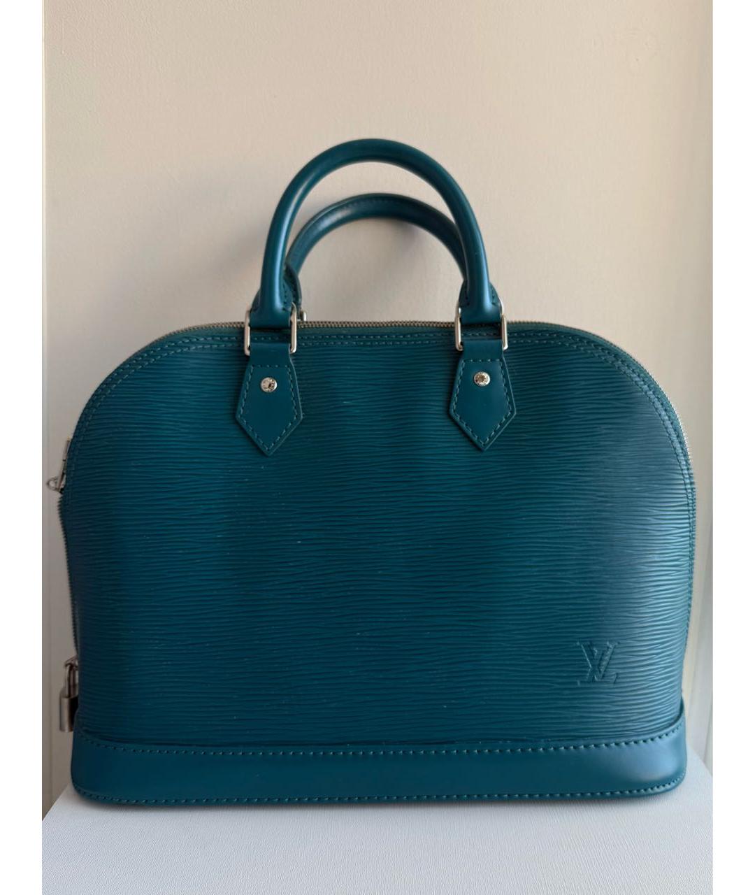 LOUIS VUITTON Голубая кожаная сумка с короткими ручками, фото 7