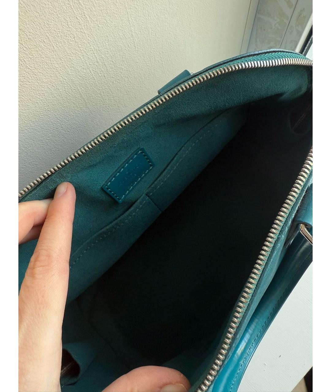 LOUIS VUITTON Голубая кожаная сумка с короткими ручками, фото 4