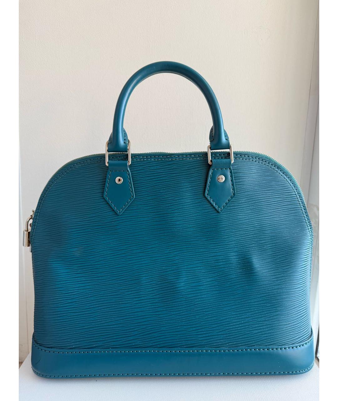 LOUIS VUITTON Голубая кожаная сумка с короткими ручками, фото 3