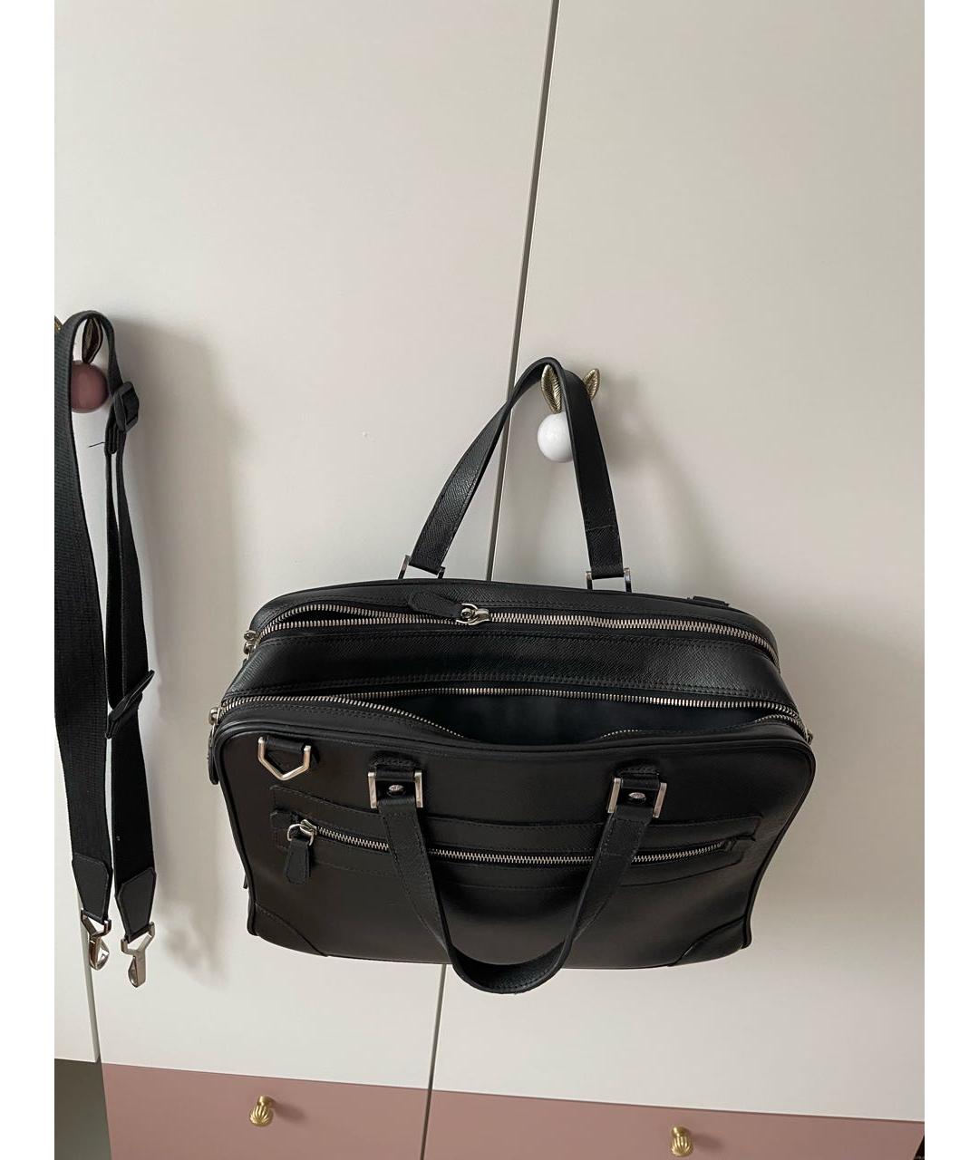 LOUIS VUITTON Черный кожаный портфель, фото 4