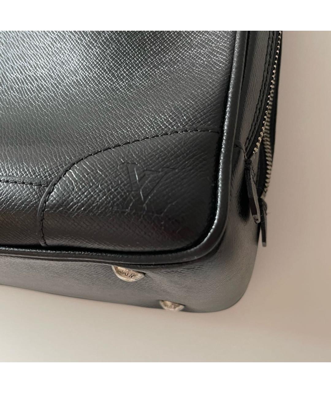 LOUIS VUITTON Черный кожаный портфель, фото 8