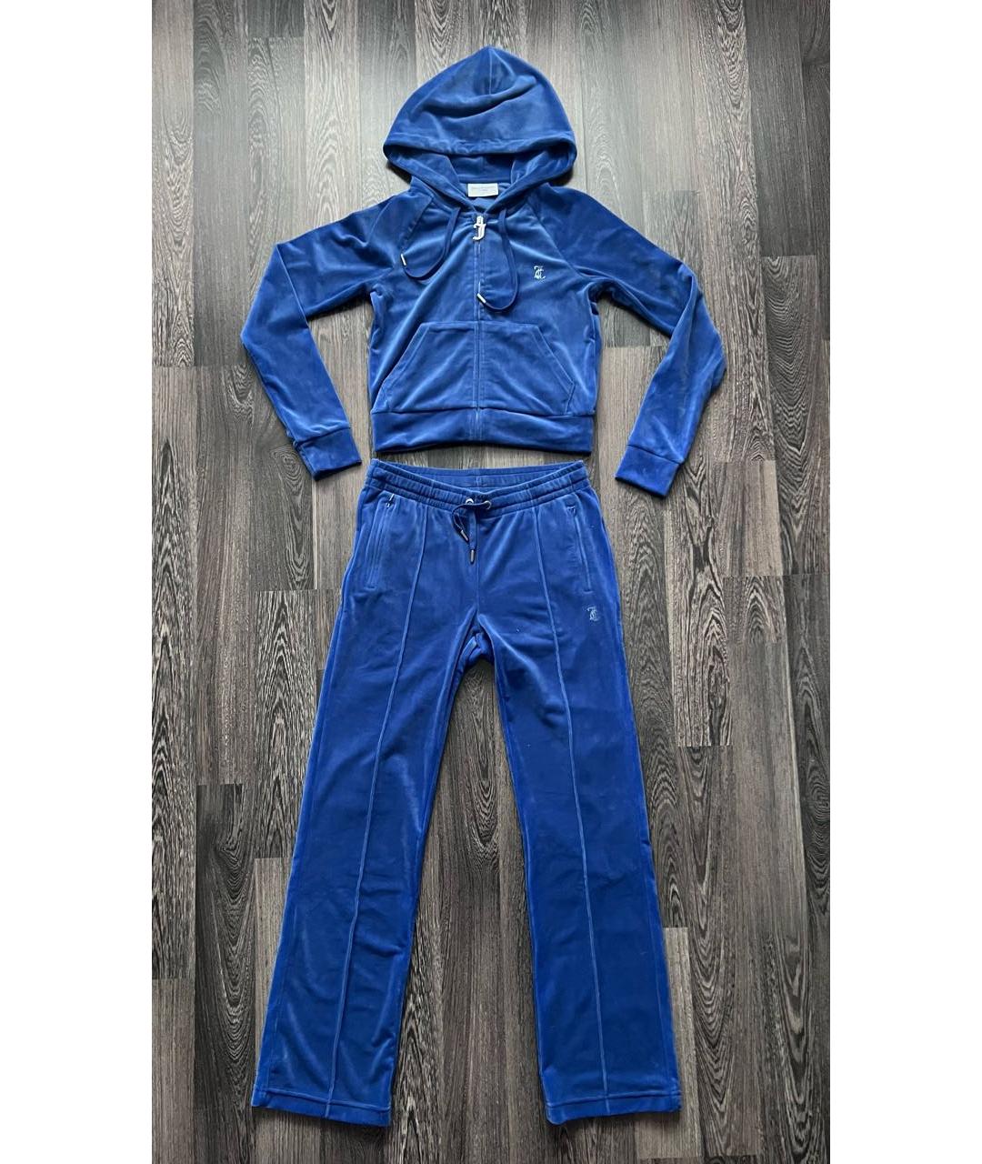 JUICY COUTURE Синий велюровый костюм с брюками, фото 9