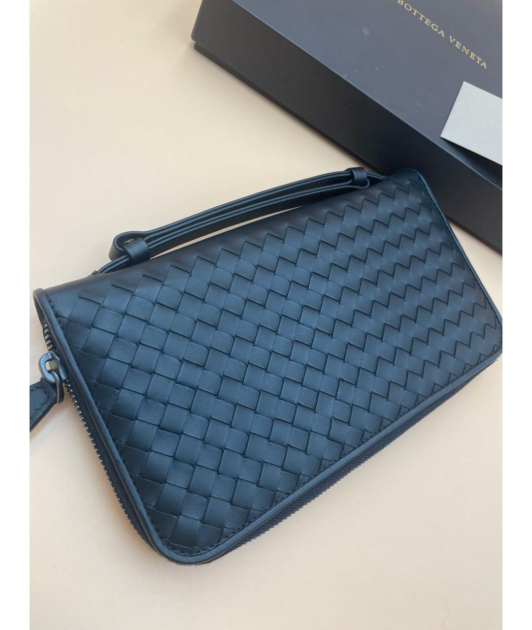 BOTTEGA VENETA Черная кожаная барсетка, фото 4