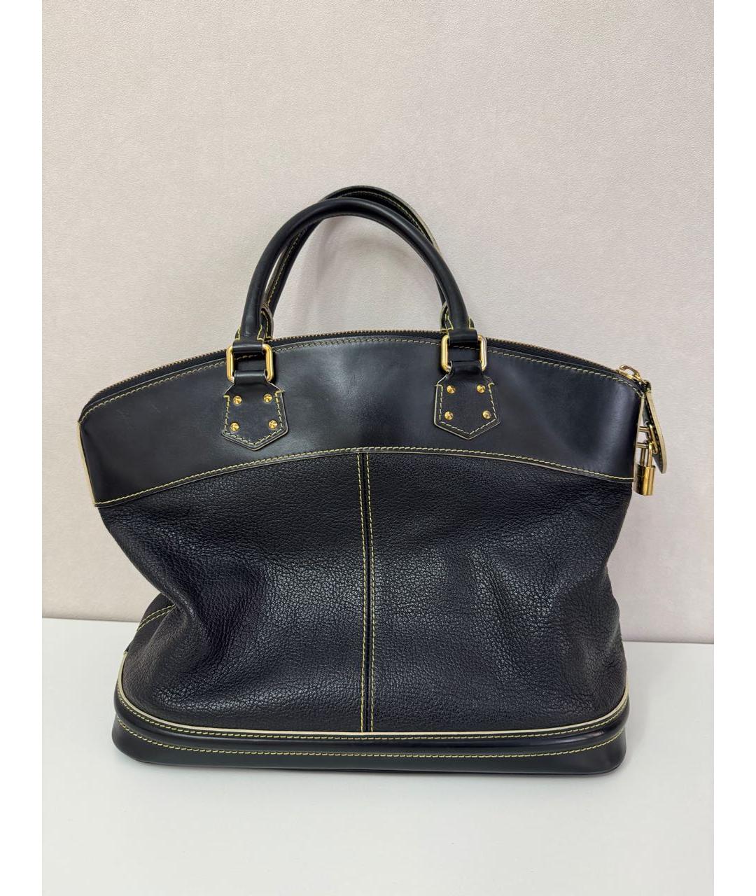 LOUIS VUITTON Черная кожаная сумка с короткими ручками, фото 2