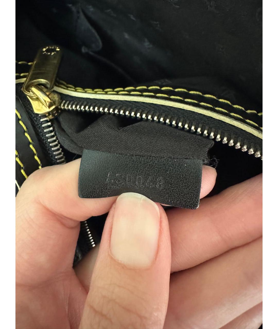LOUIS VUITTON Черная кожаная сумка с короткими ручками, фото 4