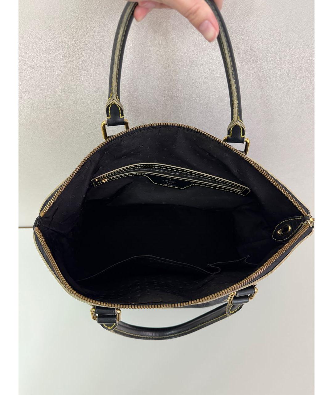 LOUIS VUITTON Черная кожаная сумка с короткими ручками, фото 3