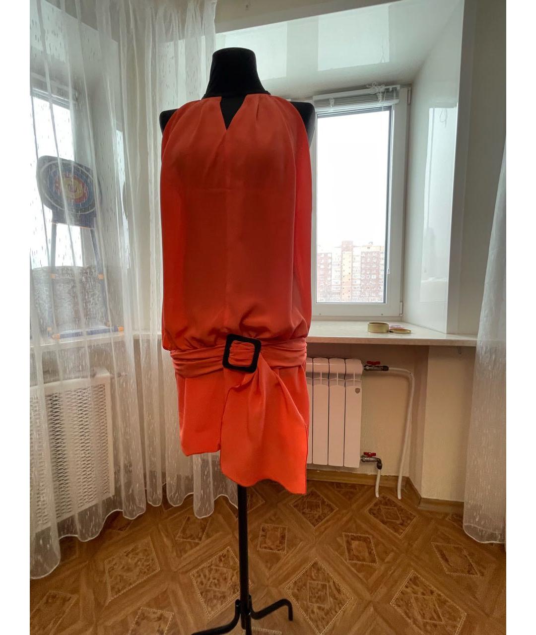 TRUSSARDI Коралловое шелковое коктейльное платье, фото 8