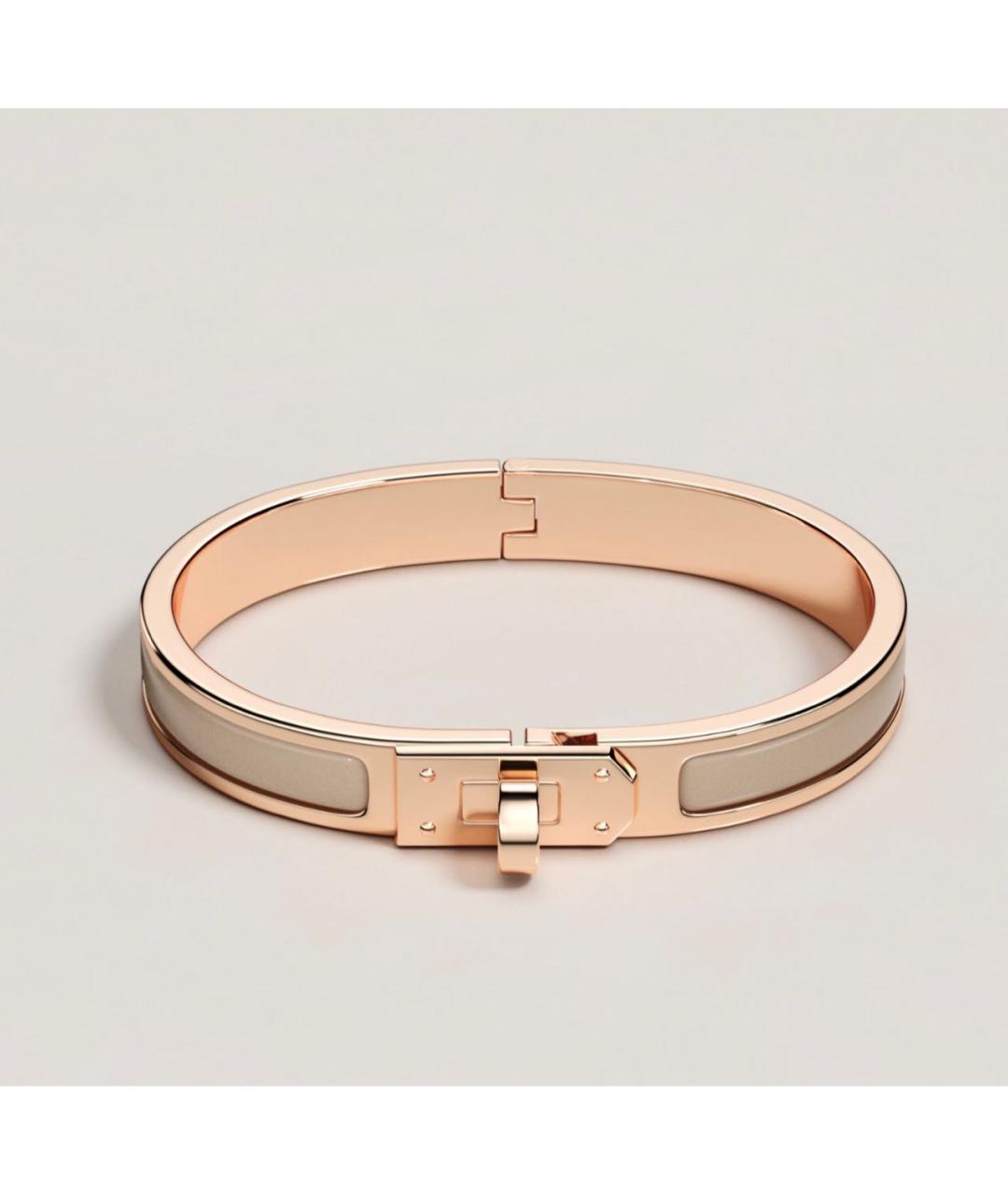 HERMES Бежевый металлический браслет, фото 6