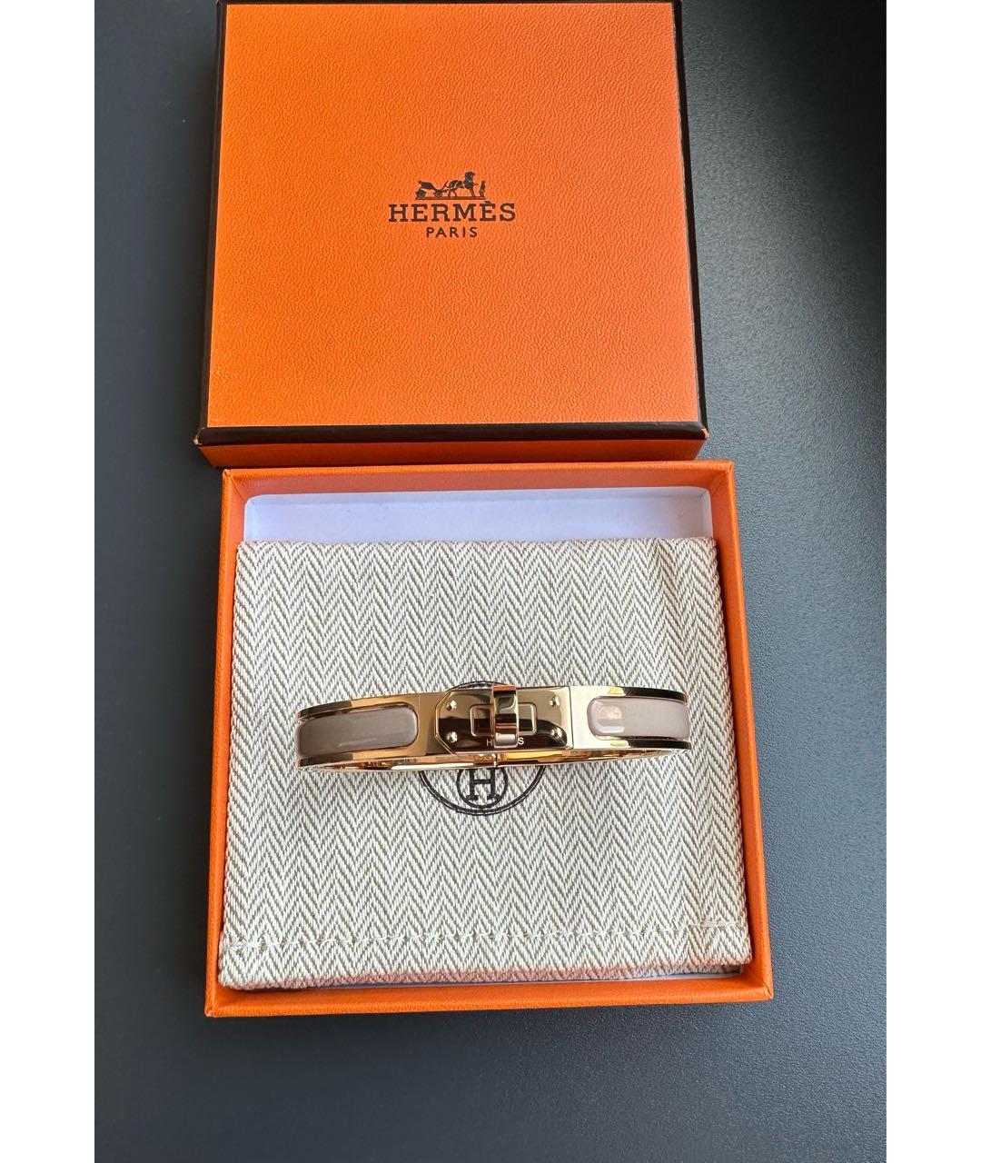 HERMES Бежевый металлический браслет, фото 4