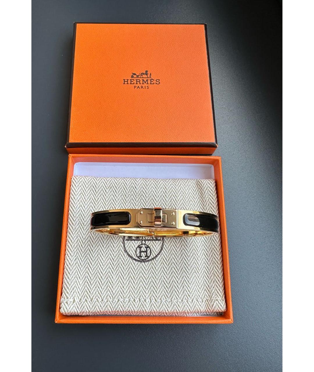 HERMES Черный металлический браслет, фото 4
