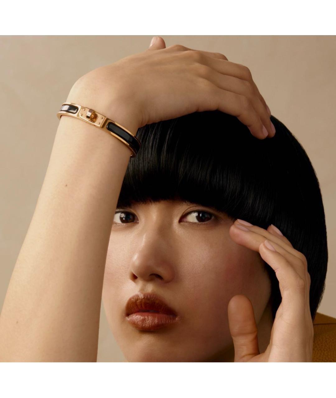 HERMES Черный металлический браслет, фото 3