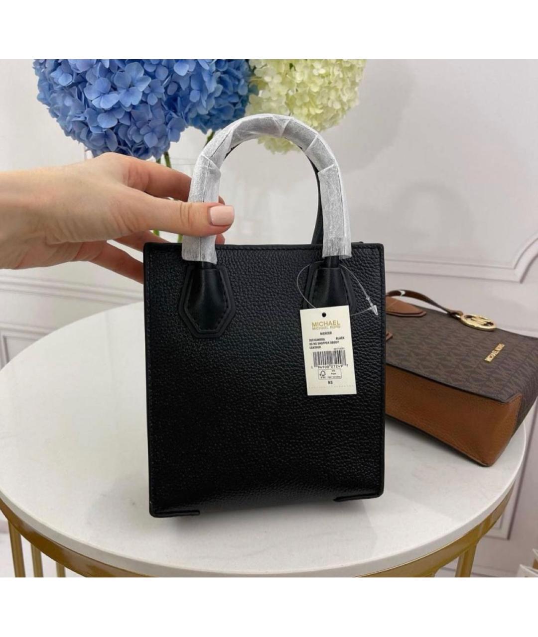 MICHAEL KORS Черная кожаная сумка через плечо, фото 3