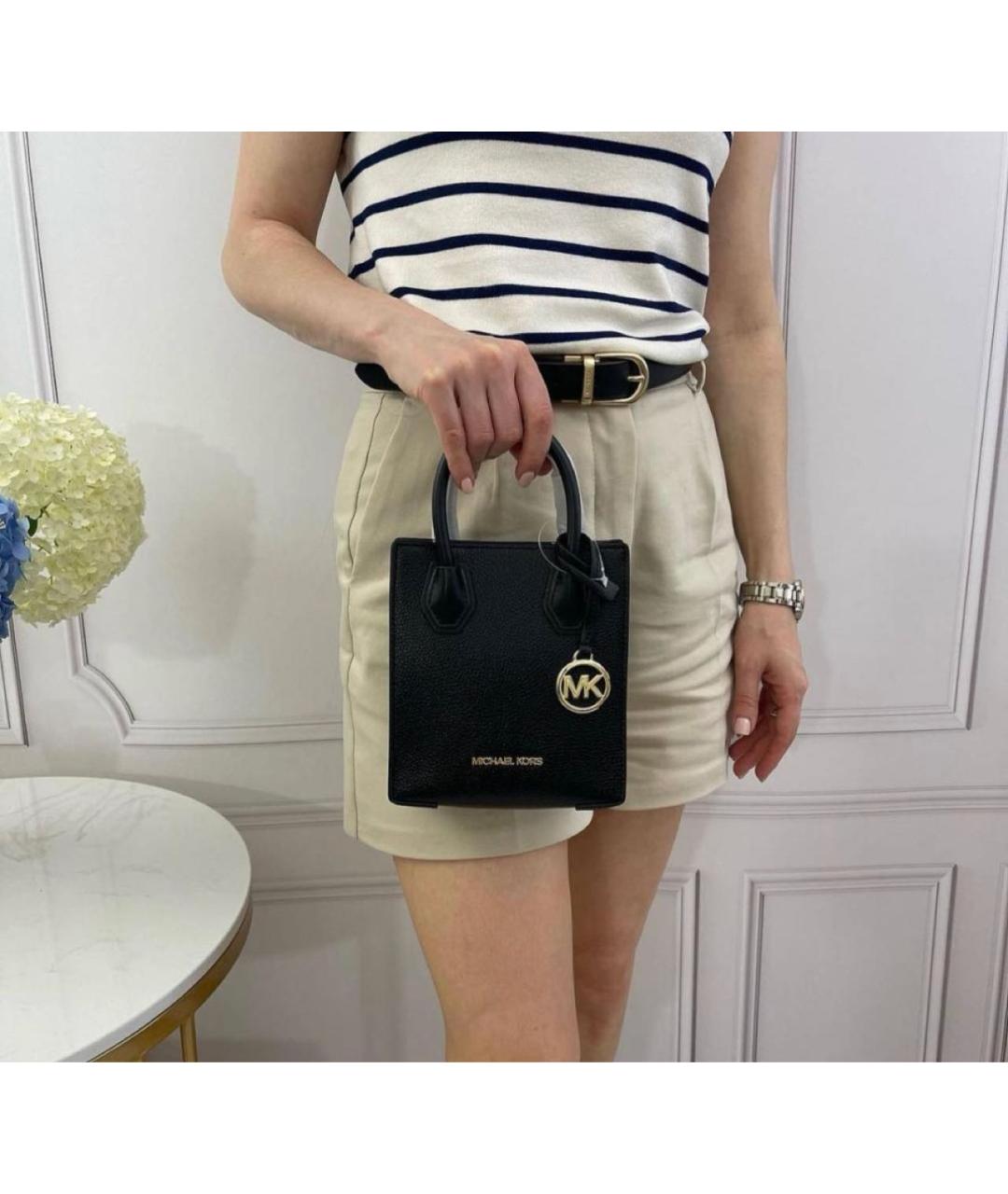 MICHAEL KORS Черная кожаная сумка через плечо, фото 4