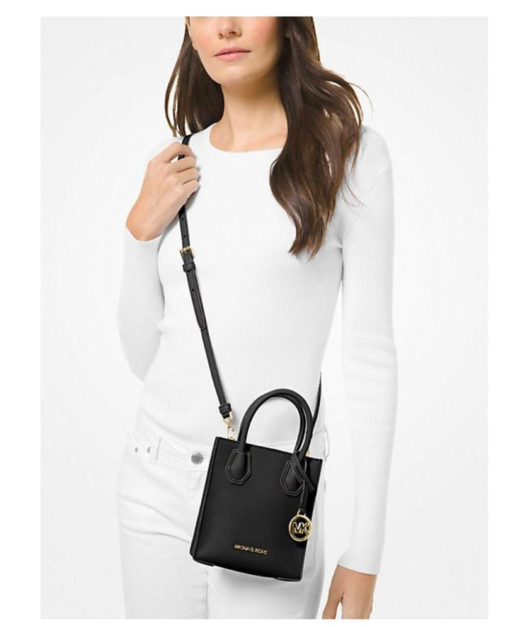 MICHAEL KORS Черная кожаная сумка через плечо, фото 2