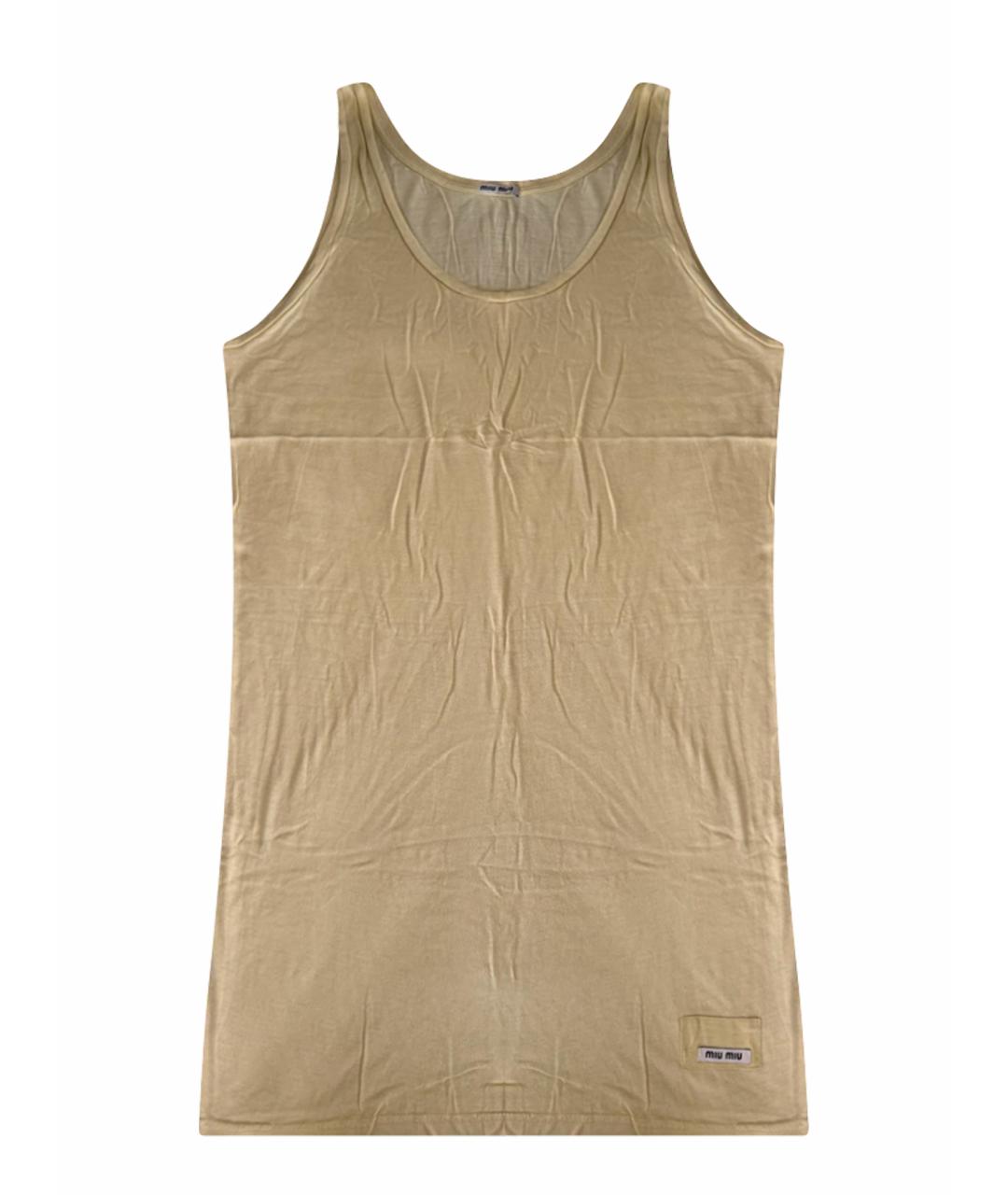 MIU MIU Горчичная хлопковая майка, фото 1