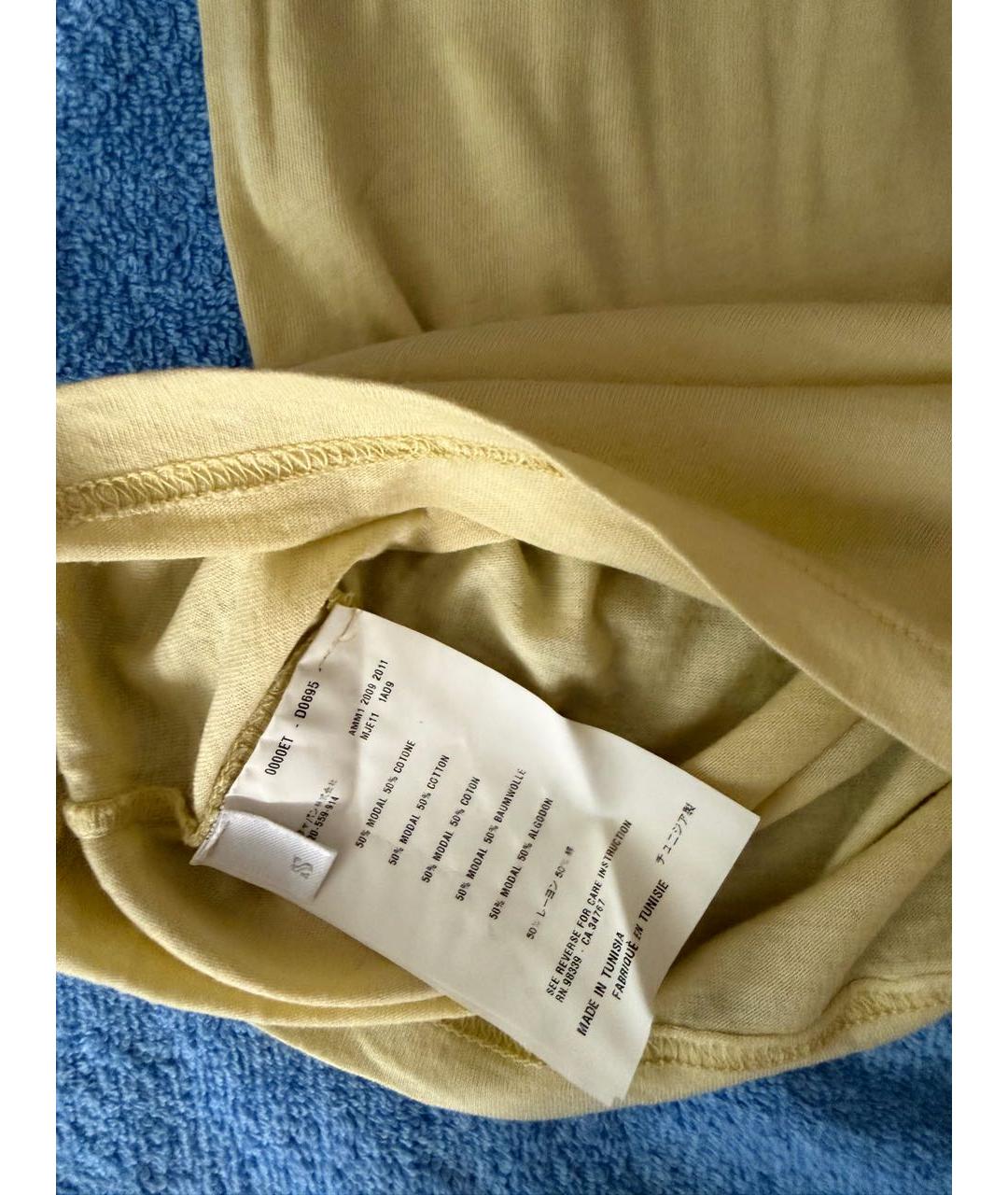 MIU MIU Горчичная хлопковая майка, фото 4