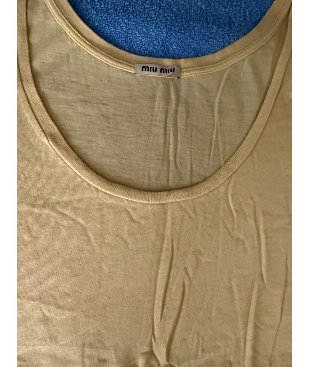 MIU MIU Горчичная хлопковая майка, фото 3