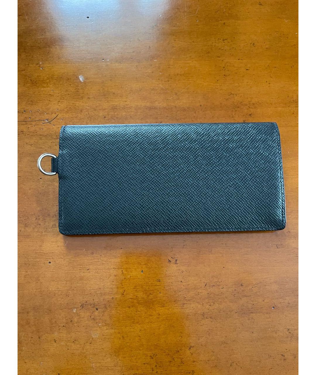 LOUIS VUITTON Черный кожаный кошелек, фото 2