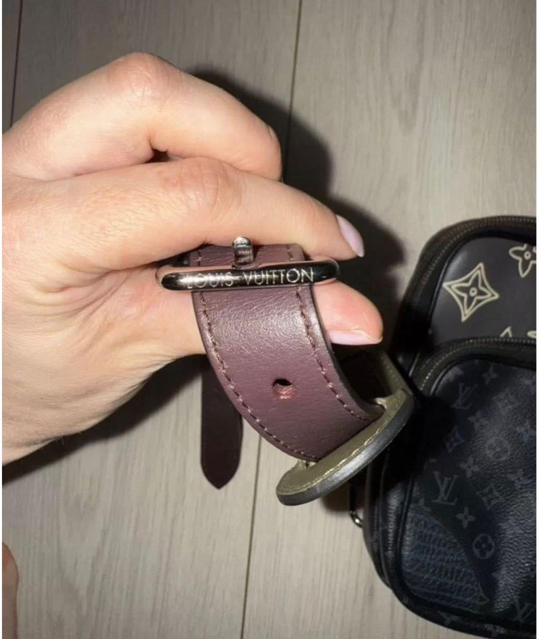 LOUIS VUITTON Черная кожаная сумка на плечо, фото 5