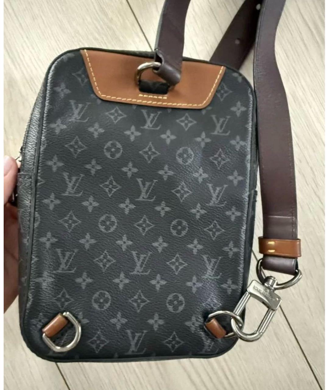 LOUIS VUITTON Черная кожаная сумка на плечо, фото 3