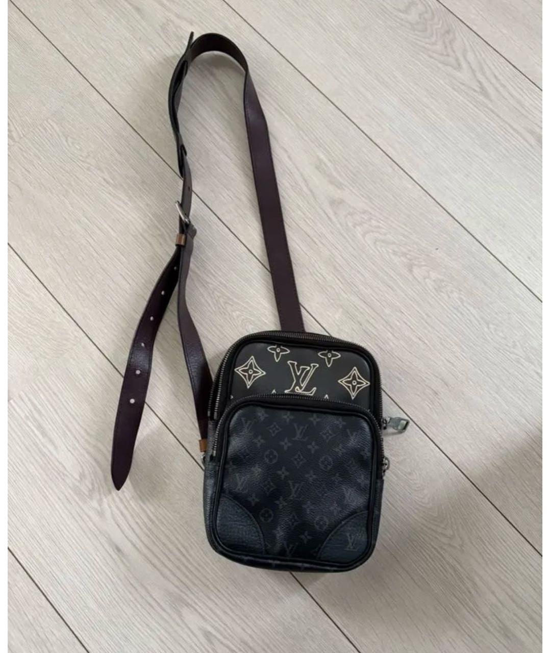 LOUIS VUITTON Черная кожаная сумка на плечо, фото 9