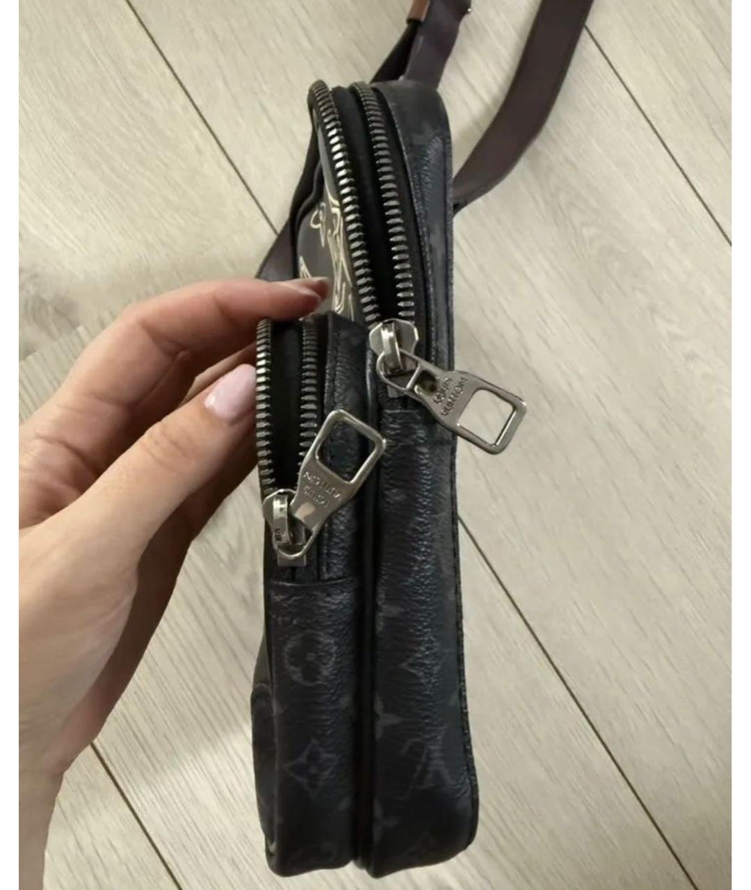 LOUIS VUITTON Черная кожаная сумка на плечо, фото 6