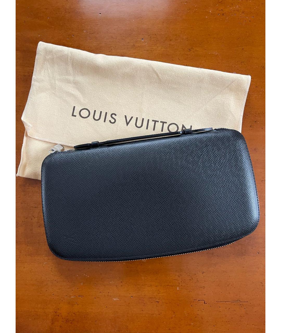 LOUIS VUITTON Черный кожаный кошелек, фото 5