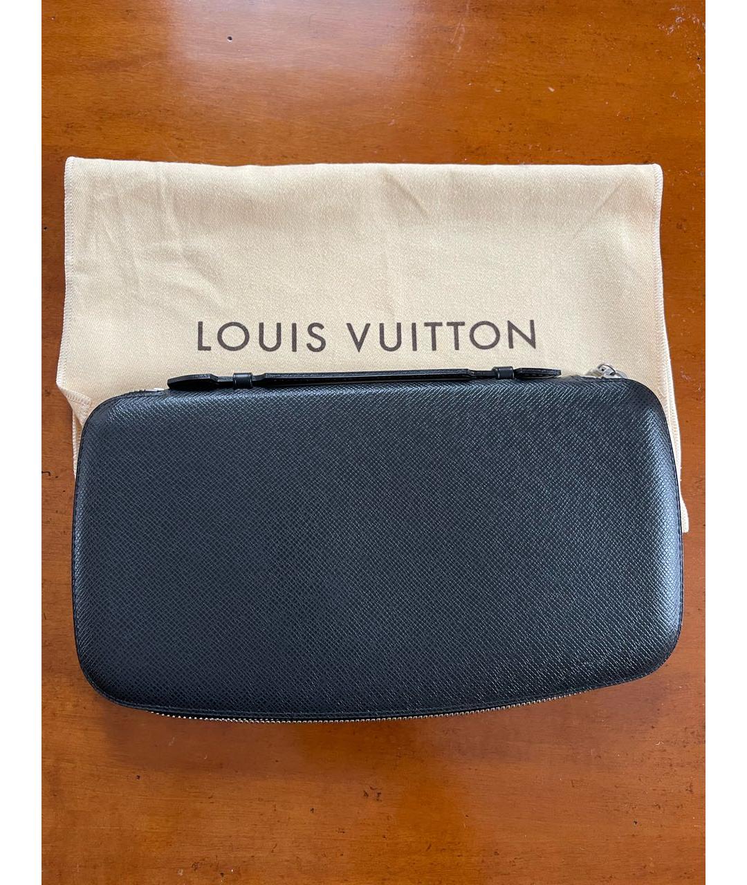 LOUIS VUITTON Черный кожаный кошелек, фото 2