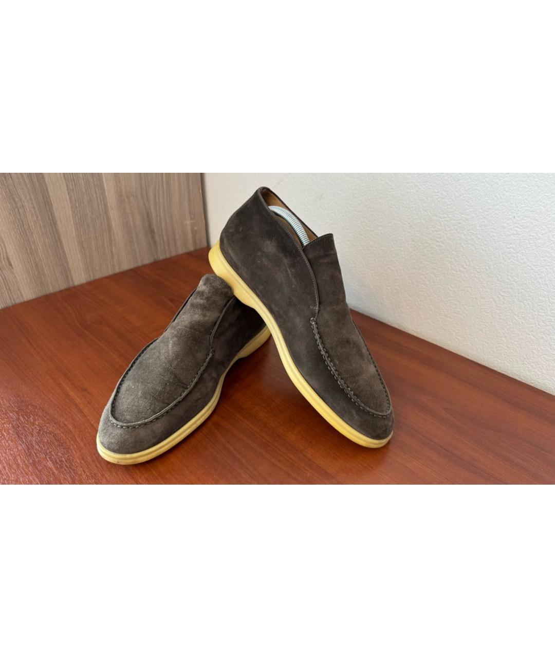 LORO PIANA Серые замшевые лоферы, фото 6