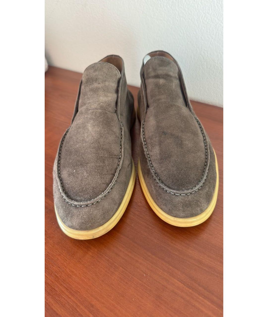 LORO PIANA Серые замшевые лоферы, фото 3