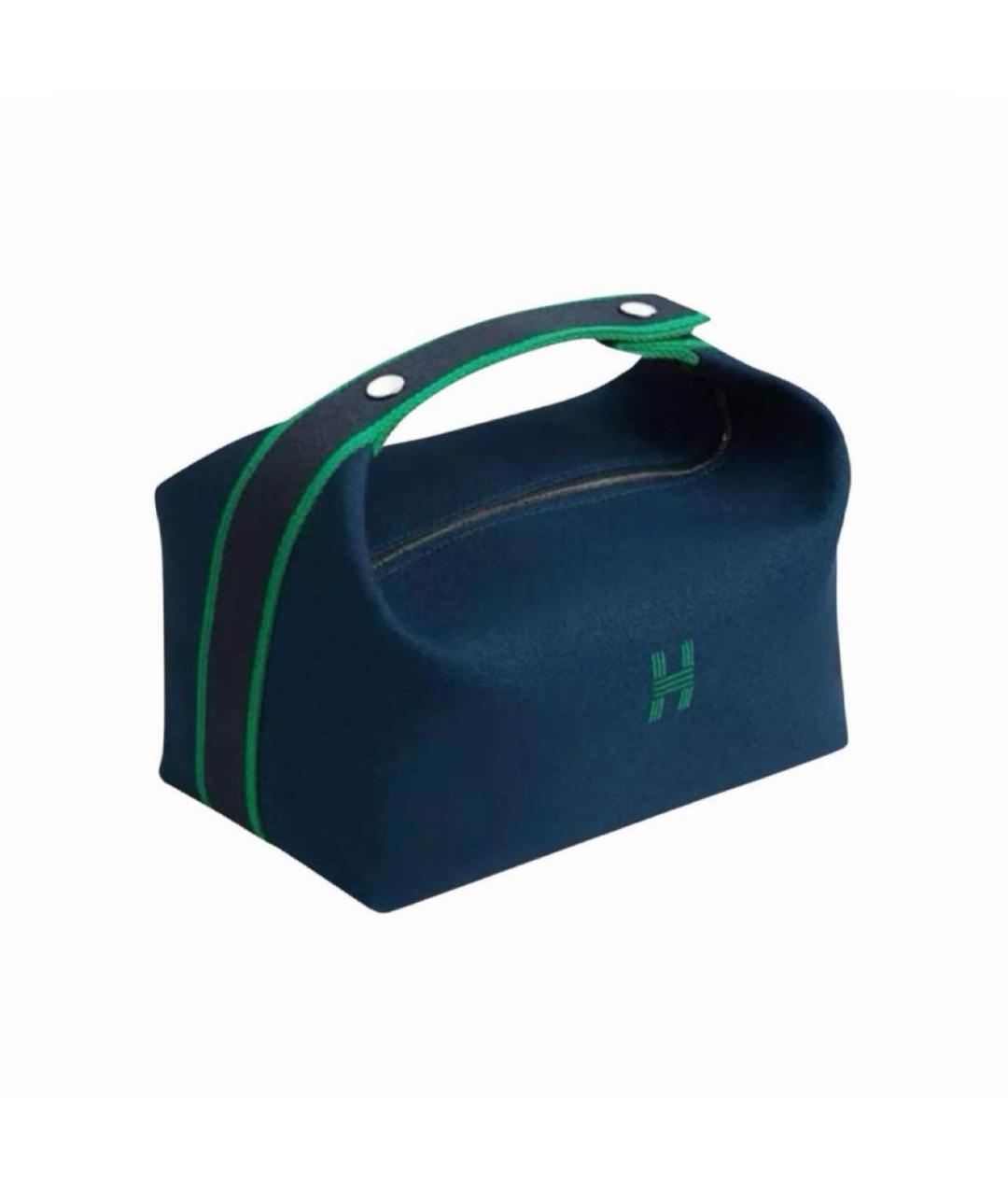 HERMES Темно-синяя хлопковая косметичка, фото 2