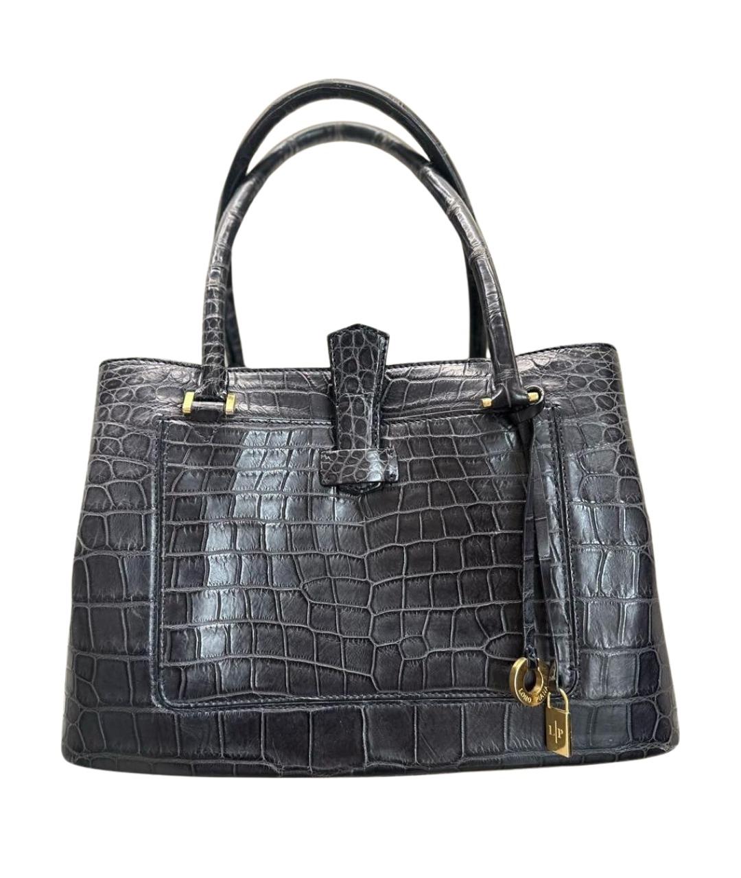 LORO PIANA Темно-синяя сумка с короткими ручками из экзотической кожи, фото 7