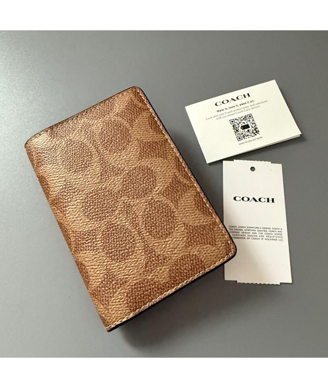 COACH Коричневый кожаный кардхолдер, фото 3